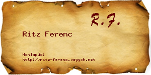 Ritz Ferenc névjegykártya